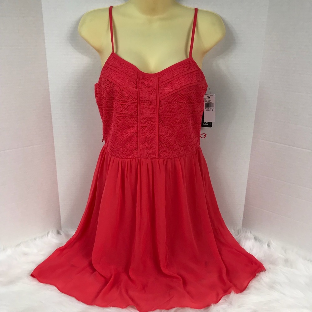 🆕 Spaghetti Strap Coral Salmon Sheer Lined Dress